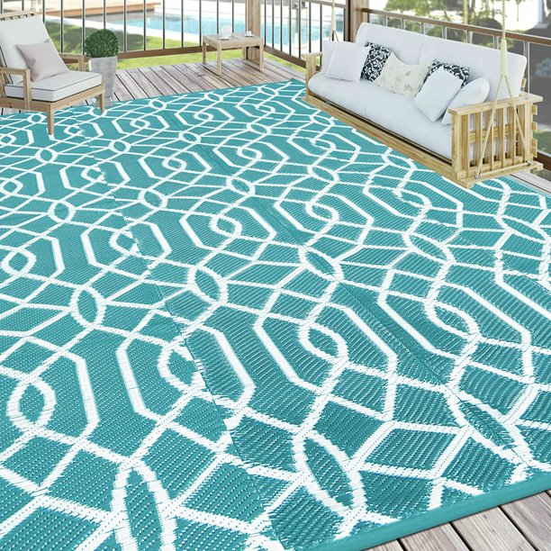 Yamaziot 9'x12' Outdoor Rugs Patio Rug Reversible Mats RV Outdoor Rugs