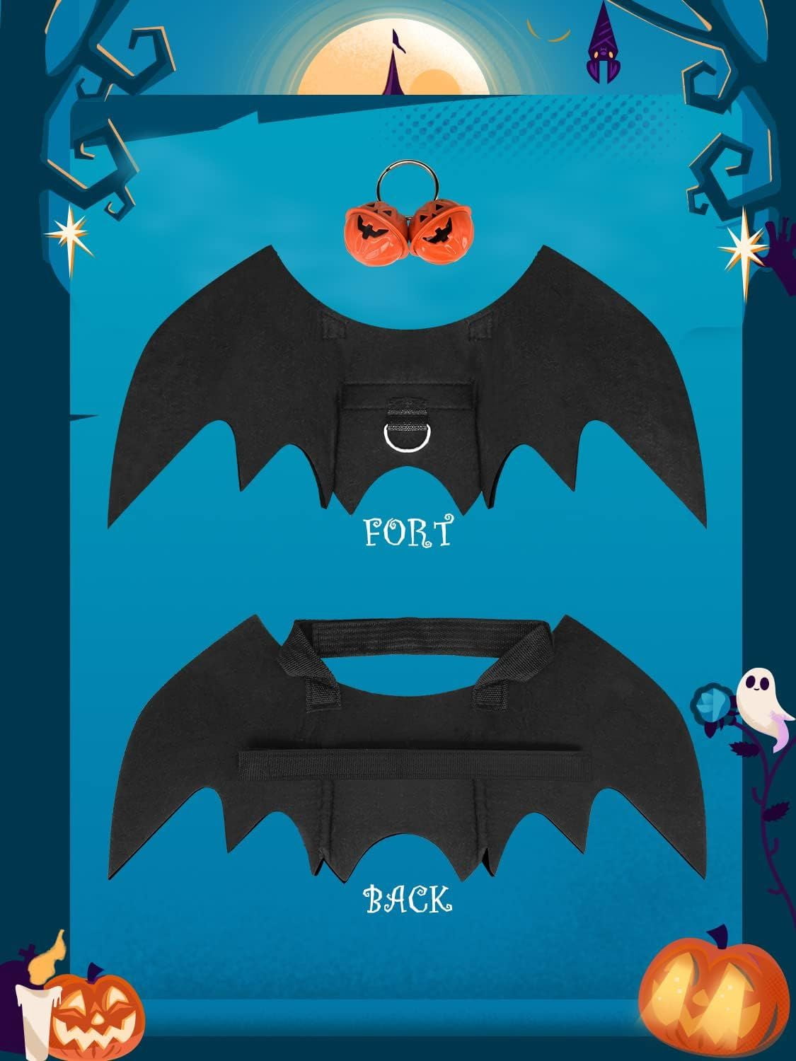 Pet Bat Wing Costume with Adjustable Velcro Straps for Dogs and Cats Halloween Party Cosplay