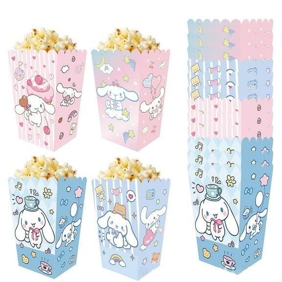 12 Pcs Cinnamoroll Party Popcorn Box Box for Anime Theme Birthday Party Supplies Decor,Girls Kids Birthday Game Party Kraft Paper Gift Bag Decoration