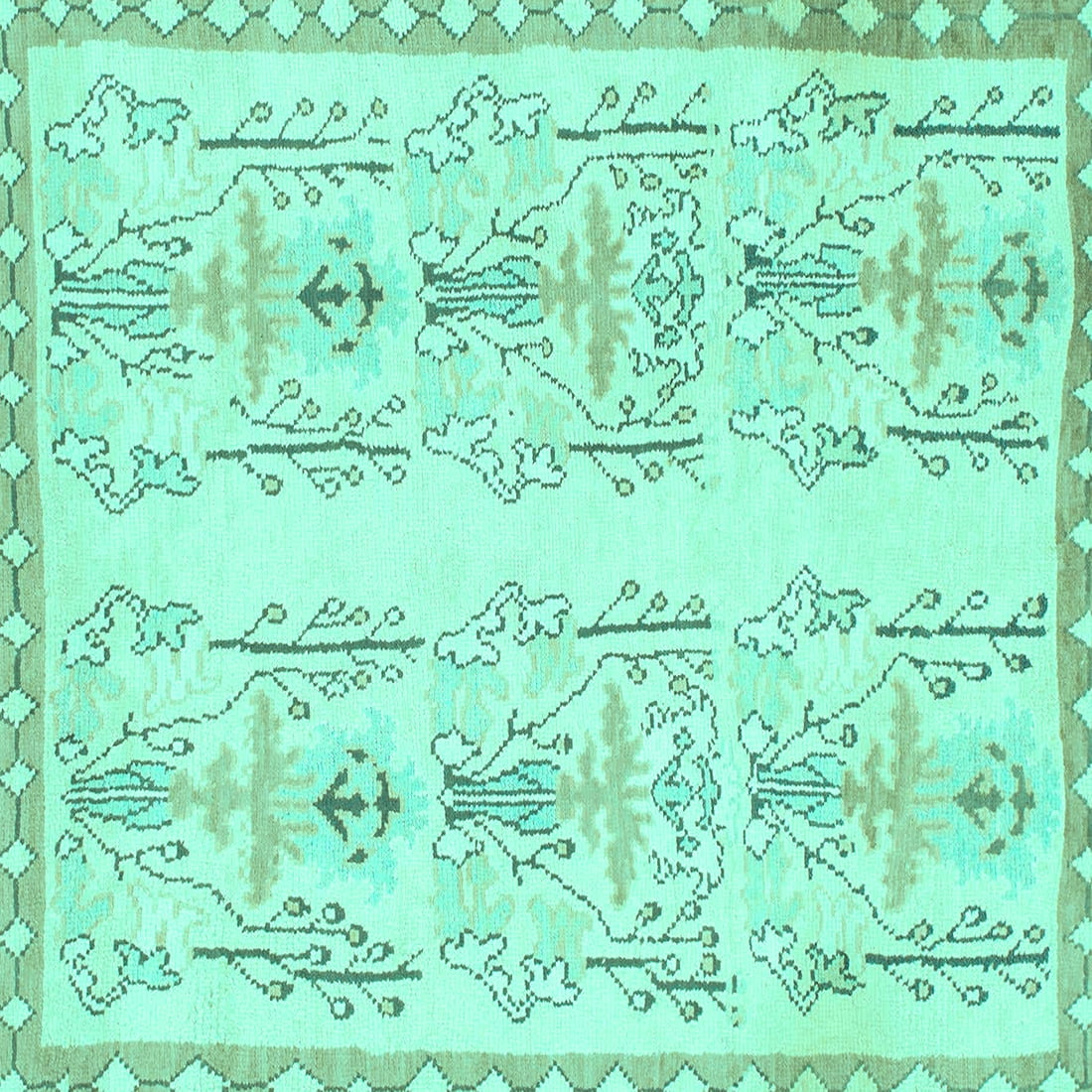 Ahgly Company Indoor Square Abstract Turquoise Blue Modern Area Rugs, 4 ...