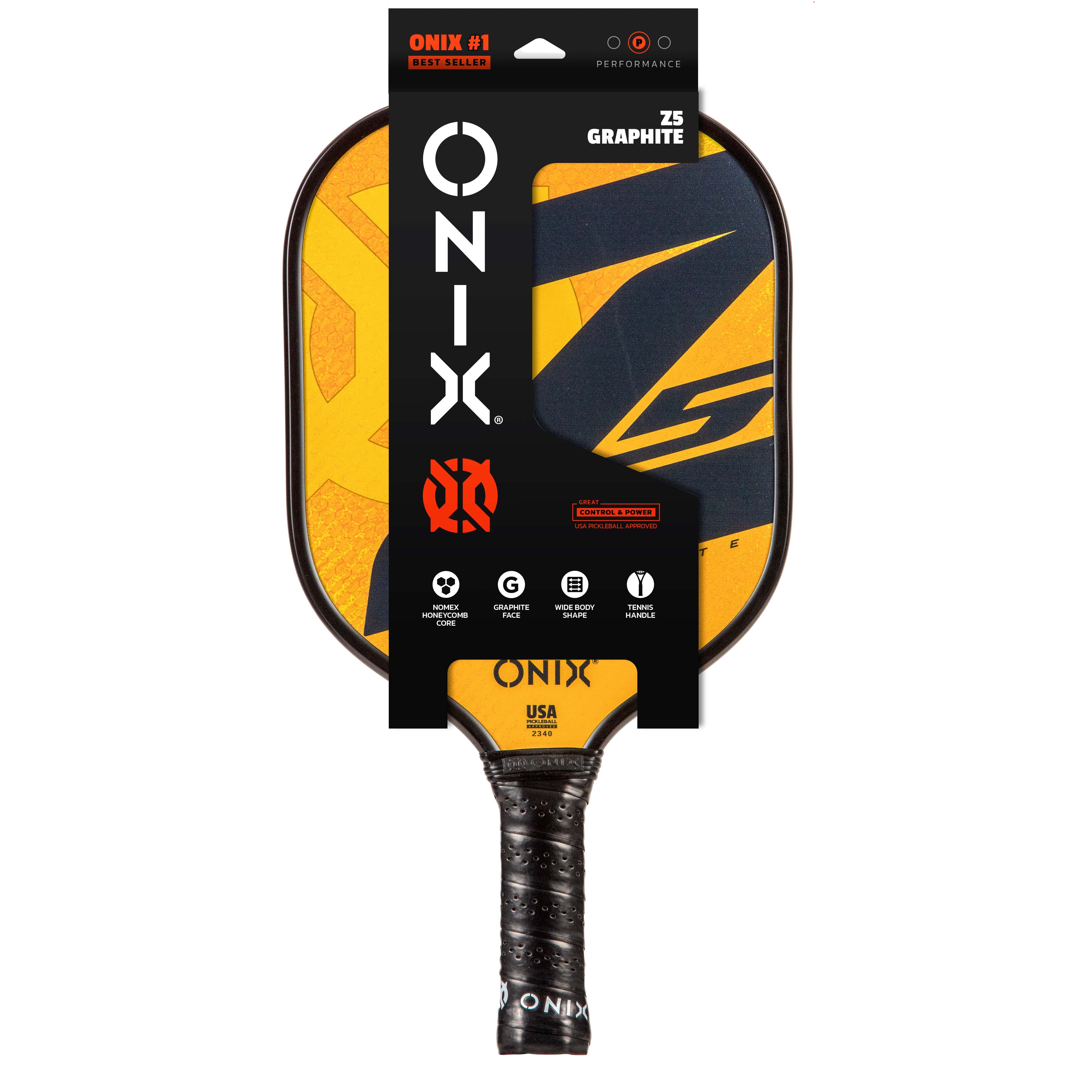 ONIX Graphite Z5 Graphite Carbon Fiber Pickleball Paddle with Cushion Comfort Grip,Gold