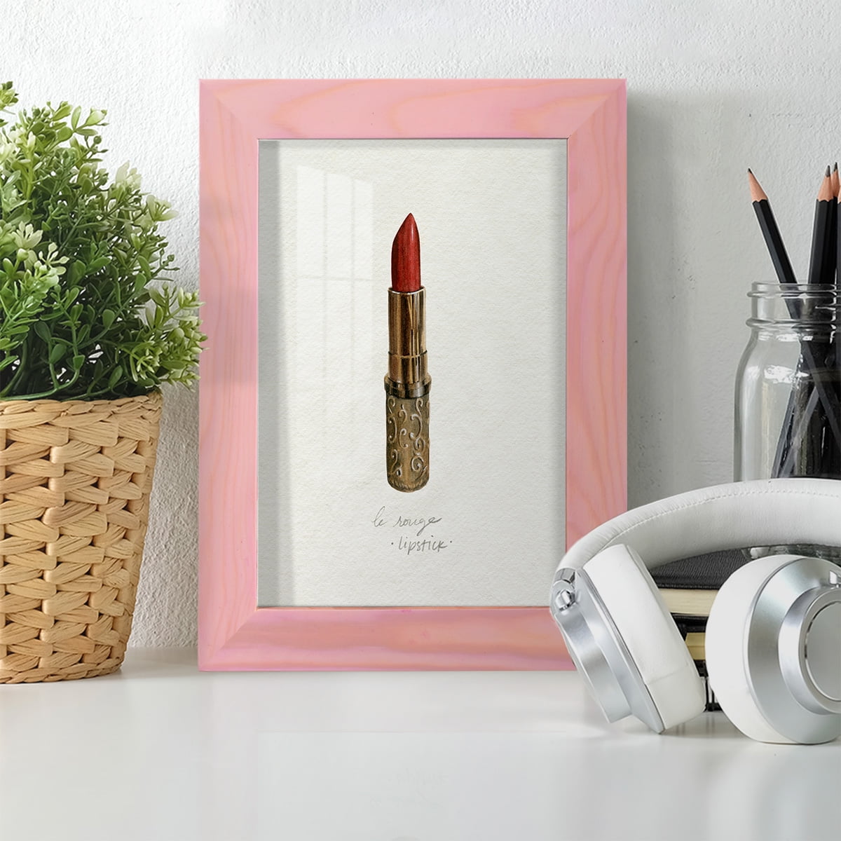 Gilded Toiletries III - Framed Print w/glass - Sunset Pink