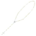 thumbnail image 2 of Decadence Solid Sterling Silver Tricolor 3mm Italian Virgin Mary Rosary Bead Cross Necklace | Made In Italy | 925 Sterling Silver Rosary Y Necklace Chain for Women And Men, 18" Inches, 2 of 5