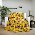 thumbnail image 4 of DaDa Bedding Yellow Farmhouse Rustic Spring Floral Hummingbirds Soft Fleece Throw Blanket (925), 4 of 8