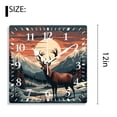 thumbnail image 2 of 12 Inch Wall Clock Battery Operated Silent Clock Decorative for Office, Kitchen, Outdoor, Living Room，Beautiful Winter Night Landscape with Deers Design, 2 of 4