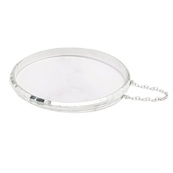 Dolce Giavonna Sterling Silver Hammered Bangle Bracelet