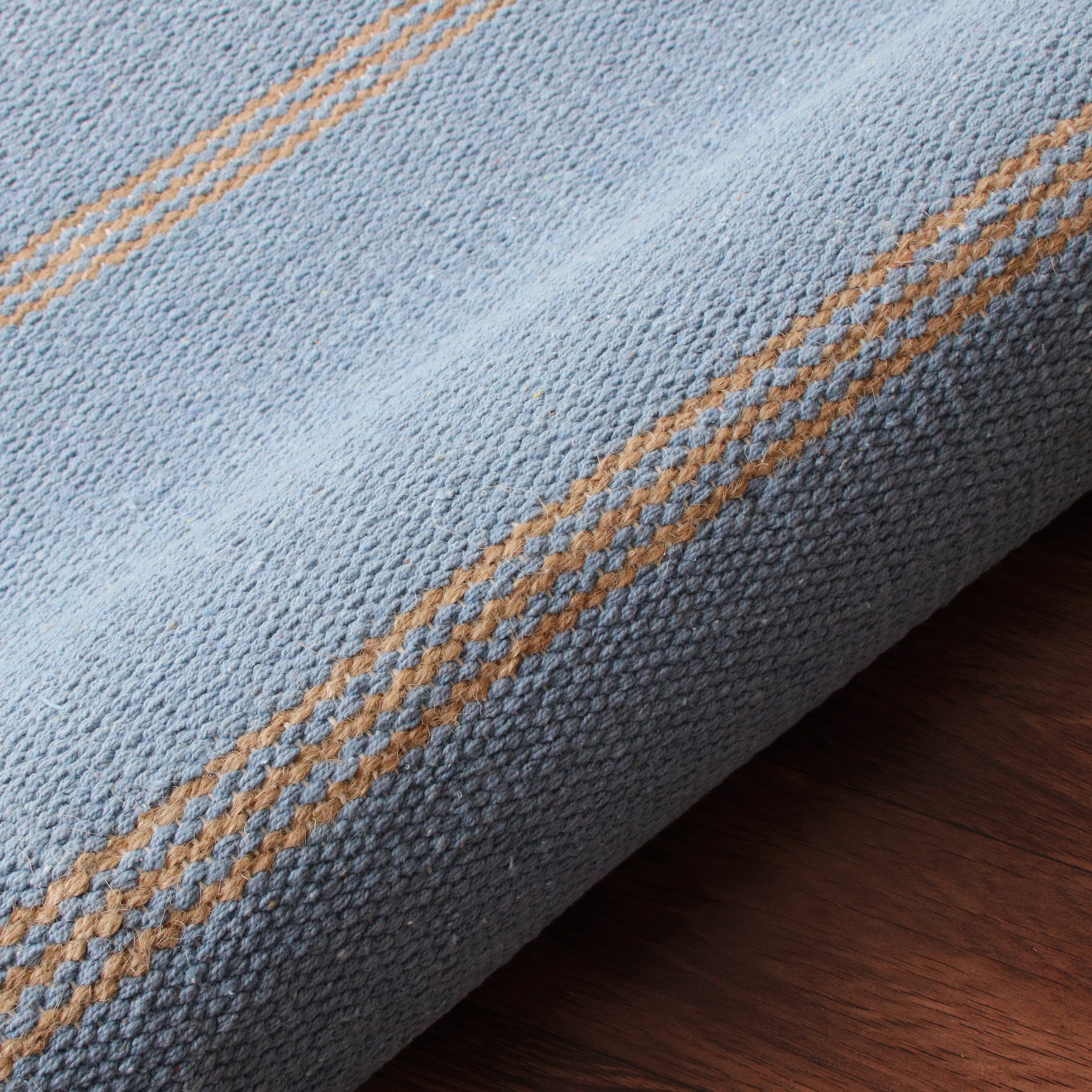 Ox Bay Hadley 7'9" x 9'9" Light Blue/Tan Striped Braided Jute Indoor Area Rug