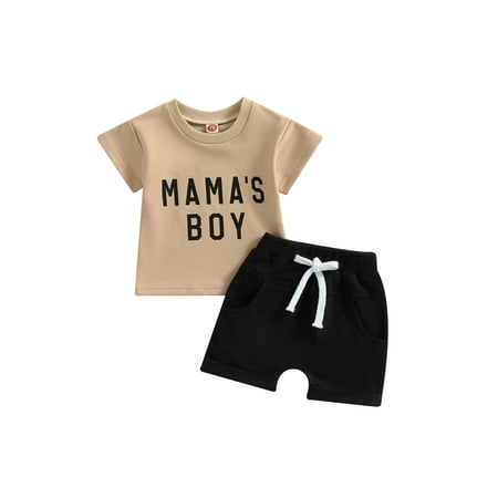 

Sunisery Infant Boy Summer Clothes Suits MAMA Print Short Sleeve Crew Neck T-Shirts and Shorts 2Pcs Set