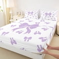 thumbnail image 4 of Erosebridal Purple Bow-tie Girls Queen Sheet Sets, Princess Cartoon Bed Set, 4pcs, 4 of 5