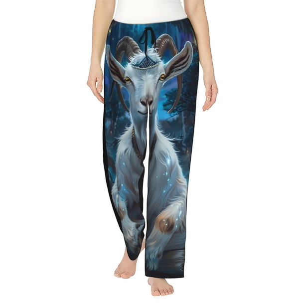 Balery Forest Meditating Goat Pantalones de pijama para mujer, pijamas ultraligeros, pantalones de estar por casa-X-Large
