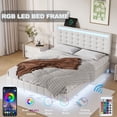 thumbnail image 3 of Marc Full Size Floating Bed Frame with LED - White, 3 of 21