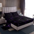 thumbnail image 1 of YST Geometric Bed Sheets, Geometry Irregular Diamond Sheet Set For Kids Teens Adult Women Bedroom, Lightweight Microfiber Fitted Sheet Abstract Triangle Flat Sheet(Black Purple, Twin), 1 of 2