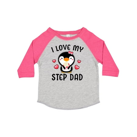 

Inktastic I Love My Step Dad with Cute Penguin and Hearts Gift Toddler Toddler Girl T-Shirt