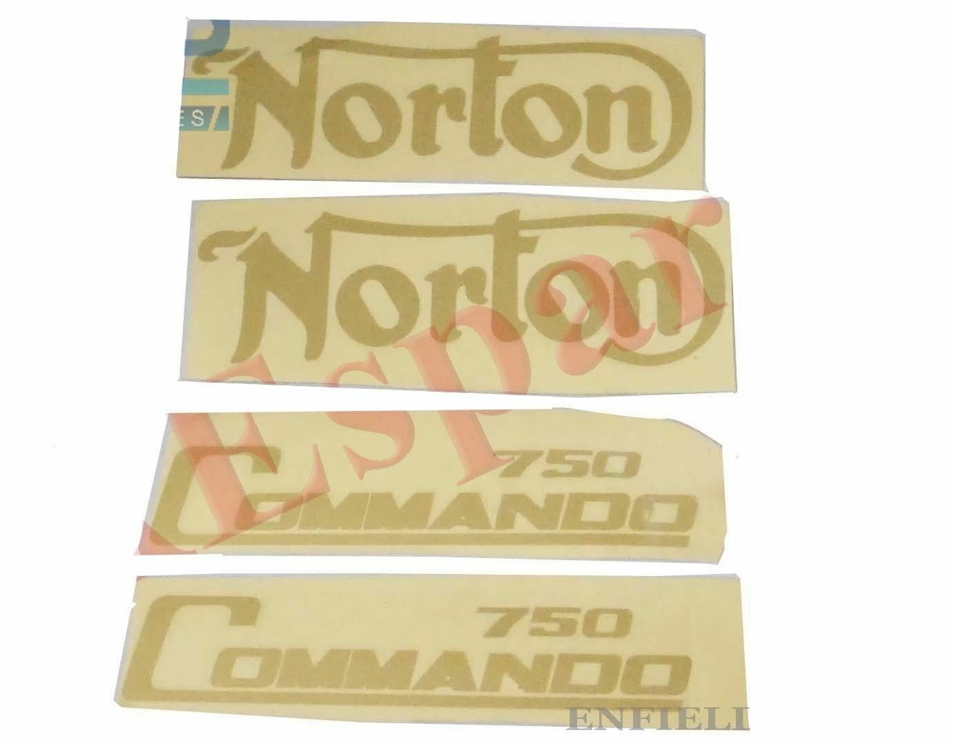 Norton Commando 750 Petrol Fuel Tank Panel golden Sticker x 2 sets 