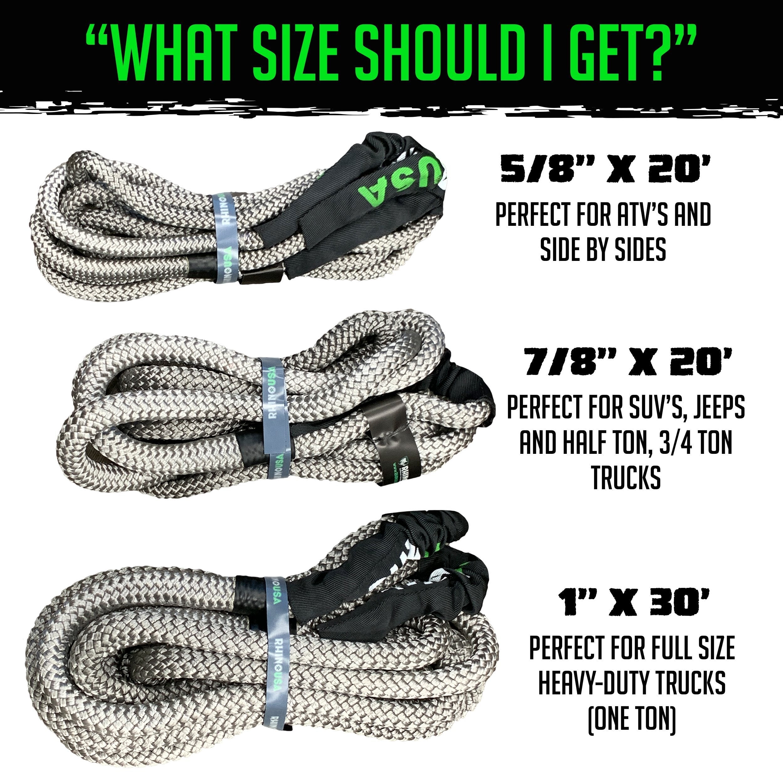 Rhino USA Kinetic Recovery Rope - Jagged X Offroad