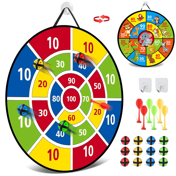 Kids Dart Board Set,toy Sports Double Sided With Sticky Balls,indoor Outdoor Party Games Toys Gifts For 4 5 6 7 8 9 10 11 12 Year Old Boy Girl And Adu