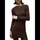 thumbnail image 2 of Vestido Corto Ajustado Básico de Punto de Larga para Mujer, de Otoño, para Fiesta, Cóctel o Noche Marrón M, 2 of 8