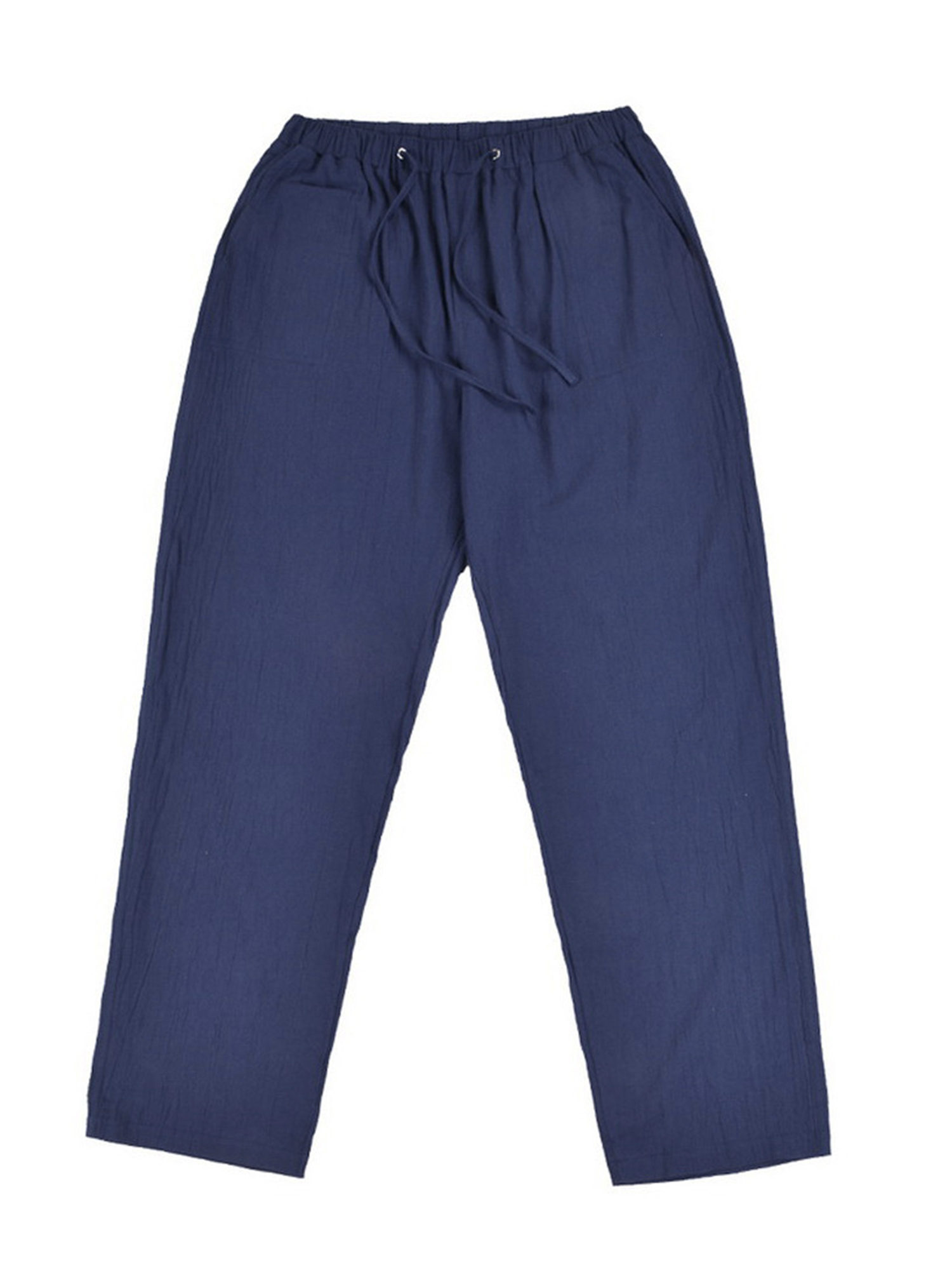 Frontwalk Men's Cotton Linen Pants Elastic Waist Drawstring Long Pants ...