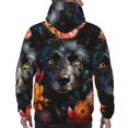 thumbnail image 7 of Pofeuu Colorful Floral Black Dog Print Mens Casual Hooded Collar Drawstring Hoodies Pullover Sweatshirts Casual Long Sleeve Shirts-4X-Large, 7 of 7