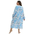 thumbnail image 2 of EFINNY Women's Plus Size Long Nightgowns Floral Print Long Sleeve Long T-Shirt Lounger House Dress Casual Loose Nightshirts, XL-5XL, 2 of 6
