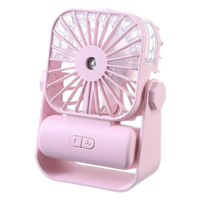 Ventilador de enfriamiento por pulverización de dos velocidades, silencioso, ajustable, nebulizador, para acampar, portátil rosa
