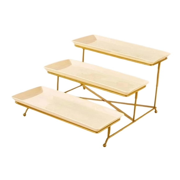 3 Tier Serving Tray Dessert Server, Dessert Table Serving Tray Tiered Serving gold and beige