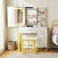 thumbnail image 1 of QinaQin Vanity Table Set with Sliding LED Mirror, Power Outlet, 4 Drawers, Storage Shelves and Cushioned Stool, 1 of 7