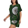 thumbnail image 2 of Daiia Dandelion Pattern Womens Pajama Sets Short Sleeve Pajamas for Women Sets Soft Lounge Sets Casual Round Neck Sleepwear PJS-4X-Large, 2 of 7