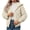 Beige, variant on Short Hooded Jackets for Women, Double-Faced Fleece Zip Front Cardigan, Warm Winter Outerwear with Pockets for Casual Wear, Sizes S-XXL