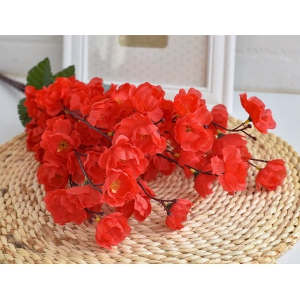 5 ramas artificiales de flores de durazno - árbol artificial decorativo for interiores, sala de estar y exteriores - flores de plástico
