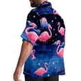 thumbnail image 3 of Starry Sky Flamingo Men's Casual Button Down Short Sleeve Printed Summer Beach Shirts, 3 of 6