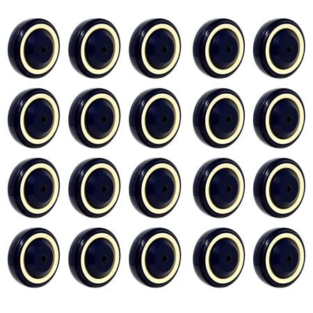 SY America Roue de Chariot de Courses 4 Pouces 20 Pack Polyuréthane à Illets avec Double Roulement à Billes Capacité Totale 6000 lbs (4 Pouces Lot de 20, Bleu Foncé Beige à Illets)