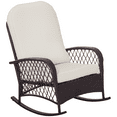 thumbnail image 1 of Outsunny Rattan Rocking Chair with Soft Cushion for Garden Backyard White, 1 of 10