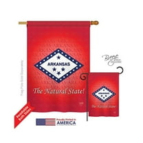 Breeze Decor 08137 States Arkansas 2-Sided Vertical Impression House Flag - 28 x 40 in.