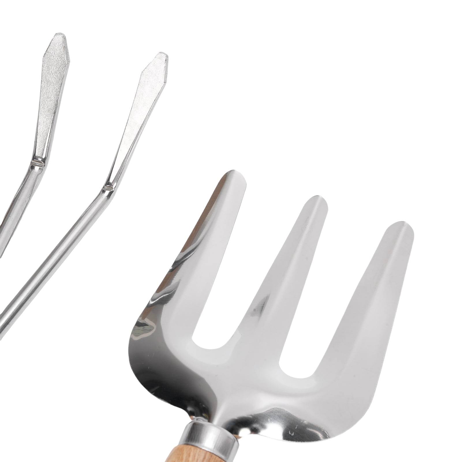 NFTIGB 7-Piece Garden Tools Set with Wooden Handle, Stainless Steel Shovel, Trowel, Weed Puller, Hand Fork, Rake and Canvas Gloves for Vegetable Flower Planting (12.6 in / 32 cm)