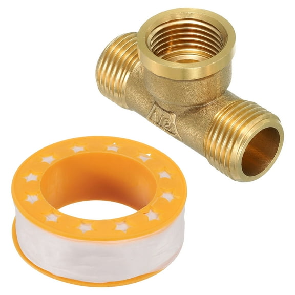 Brass Tee Pipe Fitting, G1/2"(Male x Female x Male) 3 Way T-Connector