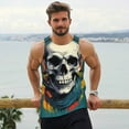 thumbnail image 6 of Rateoe Modern Hip-Hop Skull Pattern Sleeveless Gym Shirt Muscle Tee Breathable Workout Shirt Slim-Fit Tank Quick Dry Fit Muscle Tank Top Bodybuilding Sleeveless T Shirt-Medium, 6 of 7