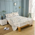 thumbnail image 2 of Tache Queen Flat Sheet Only Cotton Elegant Leaf Vine Nature Earthy Floral Neutral Cream Beige Tan Blue Breathable Poplin Cotton Flat Sheet, Queen, 2 of 8