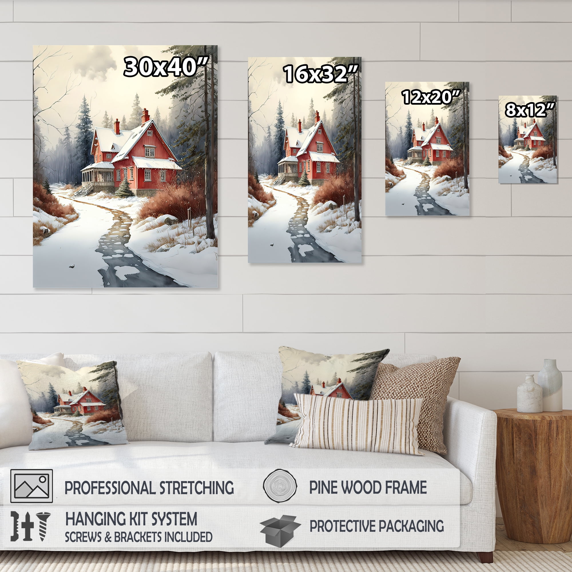 Designart Cold Winter View On The Country VI Canvas Wall Art