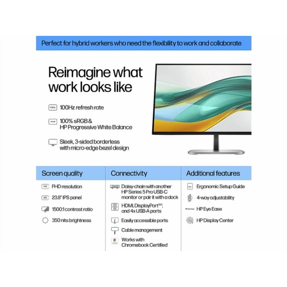 HP Series 5 Pro 23.8 inch FHD Monitor - 524pf 23.8" FHD (1920 x 1080) 50-100 Hz