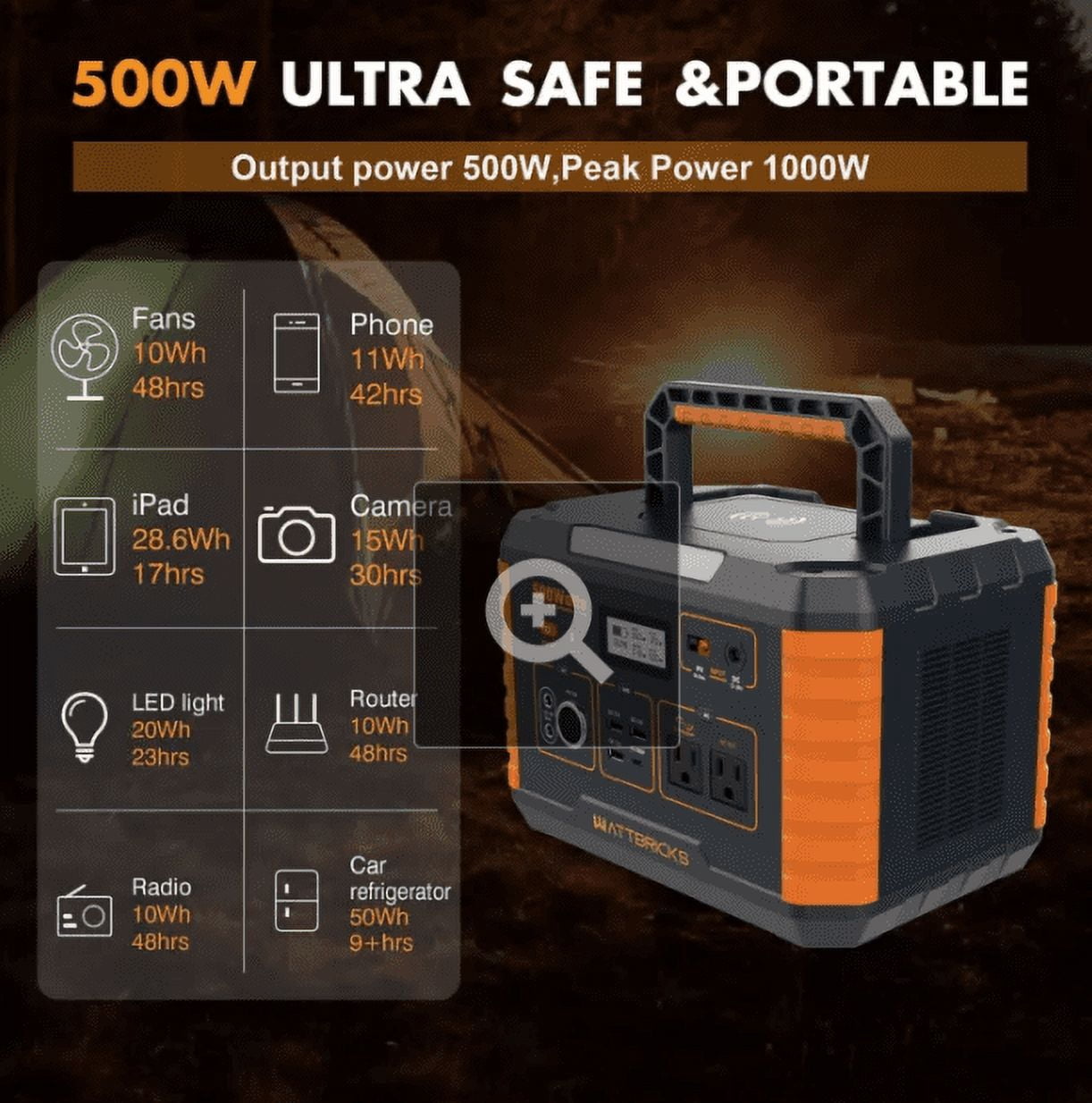WattBricks 500W Portable Power Station