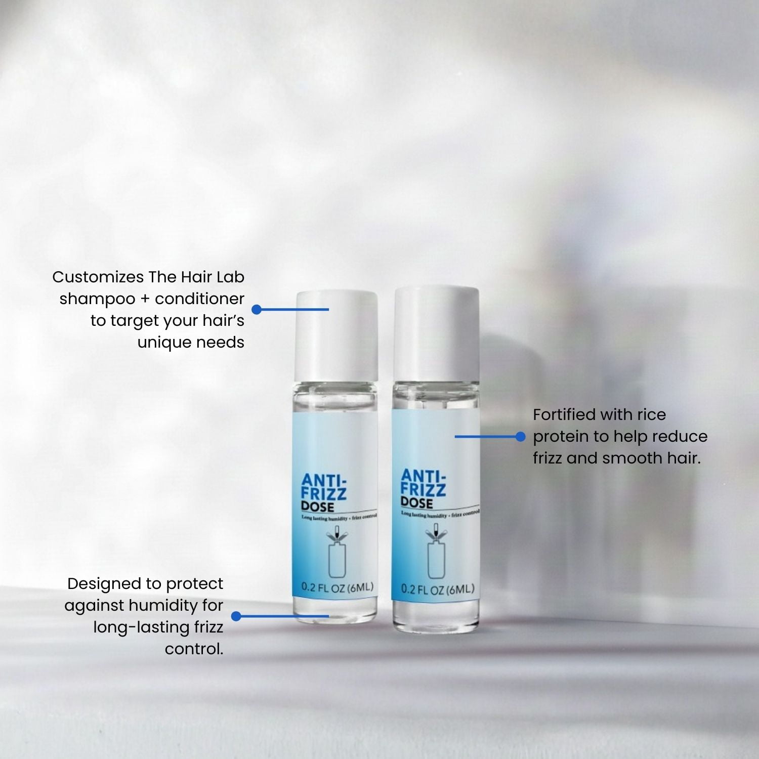 The Hair Lab Anti-Frizz Shampoo & Conditioner Dose Set with Rice Protein to Smooth Hair, 2 x 0.2 fl oz