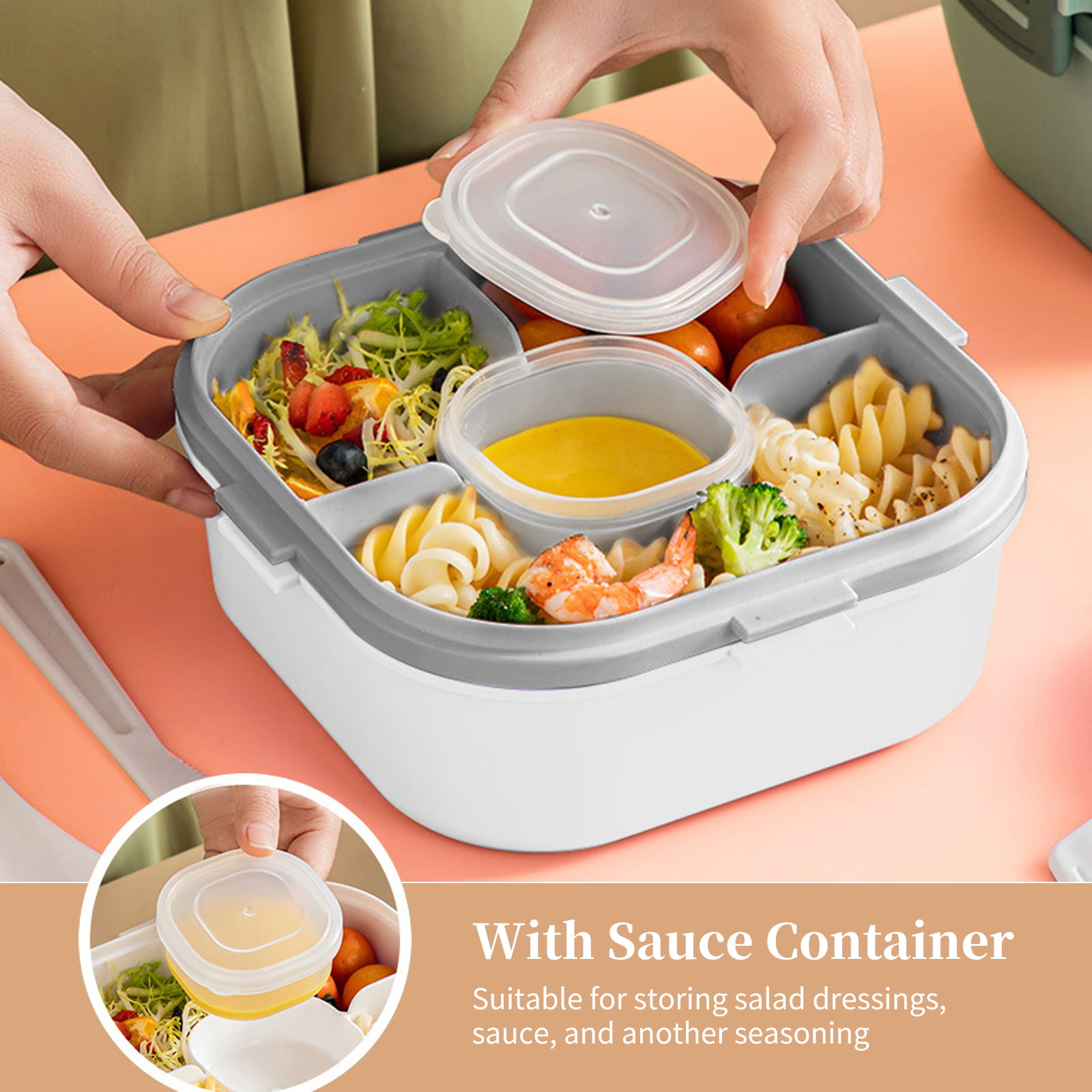 Hotop 4 Pack Salad Lunch Containers 52 oz Bowls with Compartments Tray and  Dressings Container Bento…See more Hotop 4 Pack Salad Lunch Containers 52