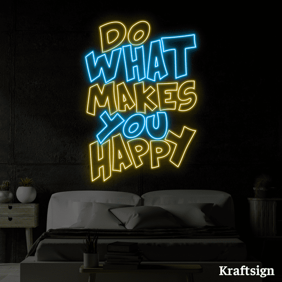 Craftnamesign Do What Make You Happy Neon Sign, Quotes LED Sign, Room Decor