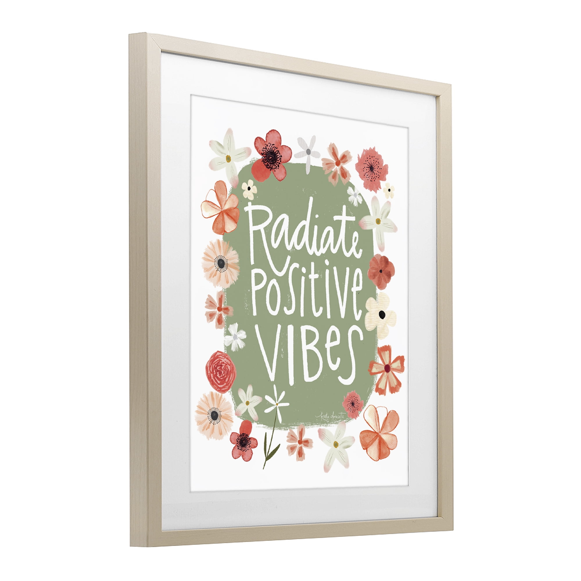 Stupell Industries Floral Radiate Positive Vibes Birch Framed Print Under Glass, design by Katie Doucette