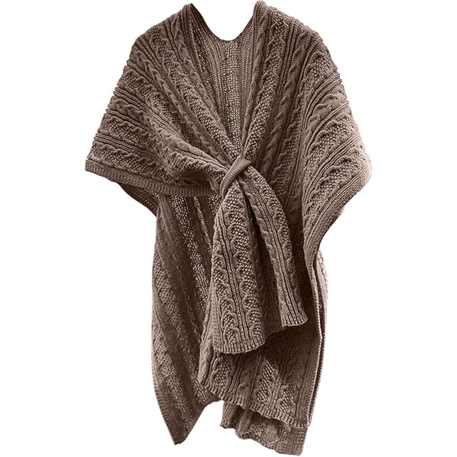 LinYooLi Women's Elegant Shawl Wrap - Cross Front Solid Color Poncho Cape - Wrap Topper Knitted Cardigans Sweater Shawls