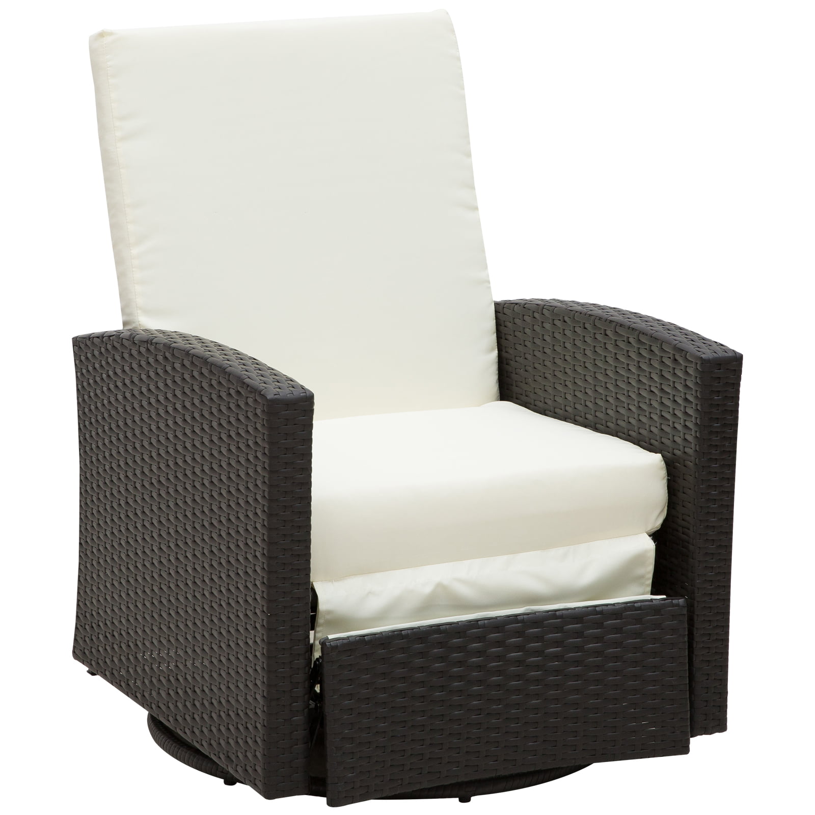 Outsunny Rattan Wicker Swivel Rocking Outdoor Recliner Lounge Chair 