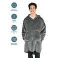 thumbnail image 4 of Bare Homey Adult Size Microplush Wearable Blanket, Split Front Pocket, Gray, 4 of 8