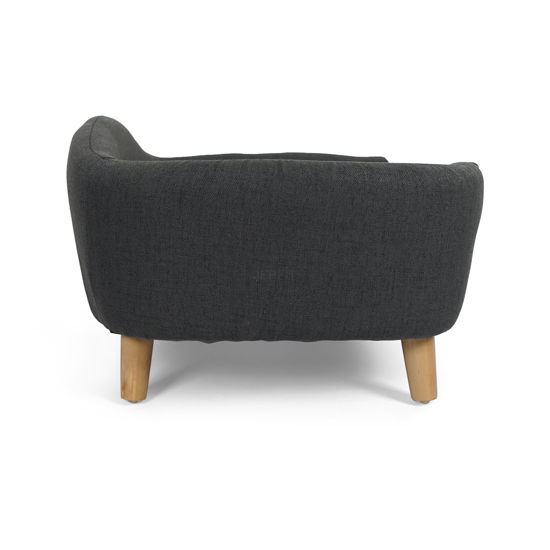 JERFIT Mid-Century Modern Dog Bed with Wood Legs, Plush Small Pet Bed for Small Dogs up to 25 lbs, Waterproof & Orthopedic Support, Washable Cover, Dark Gray