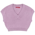 thumbnail image 4 of Socal Look Women's Sleeveless V-Neck Sweater Top in Stretchable Viscose Blend Lavender, XL, 4 of 5